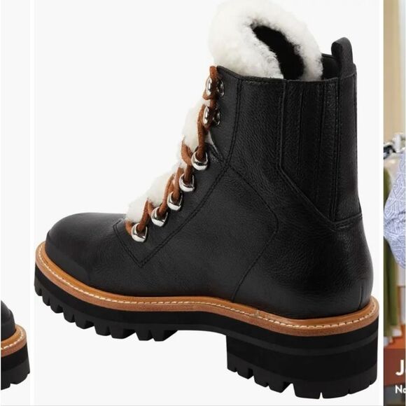 Women's Black Leather Boots with Shearling Lining - Picture 2 of 10